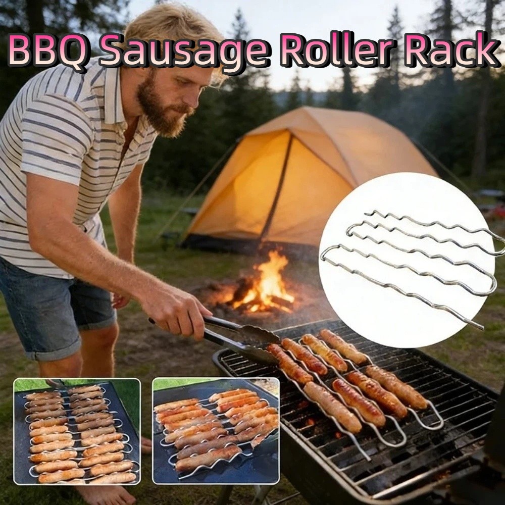 Hot Dog Roller Grill - Rak Pembuat Sosis BBQ Stainless Steel