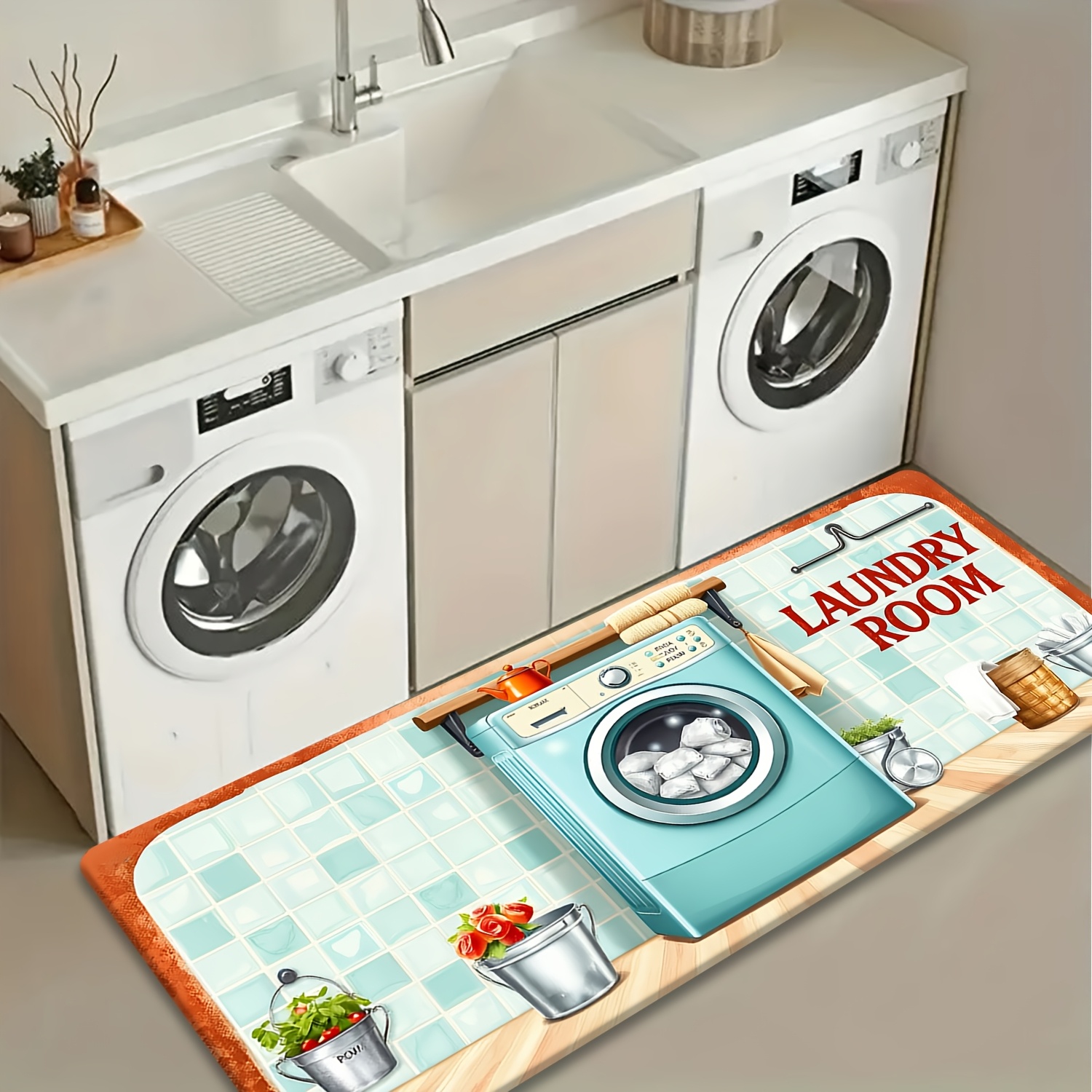 Commercial Kitchen Tile Flooring - Karpet Panjang Motif Retro Tile Washer
