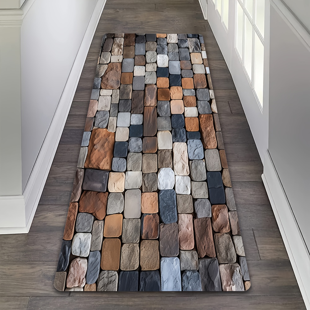 Commercial Kitchen Tile Flooring - Karpet Lorong Motif Batu Kerikil Warna
