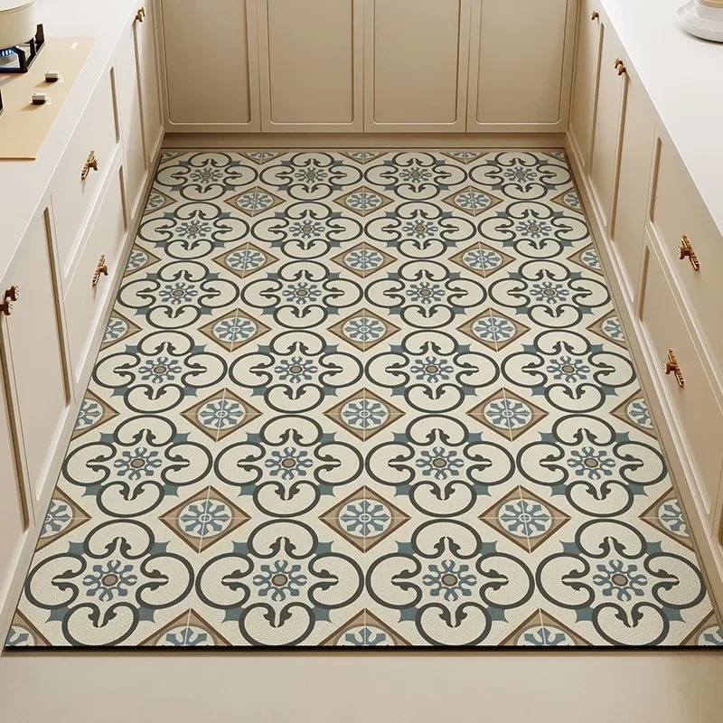 Commercial Kitchen Tile Flooring - Karpet Lantai Dapur Motif Bunga Vintage,