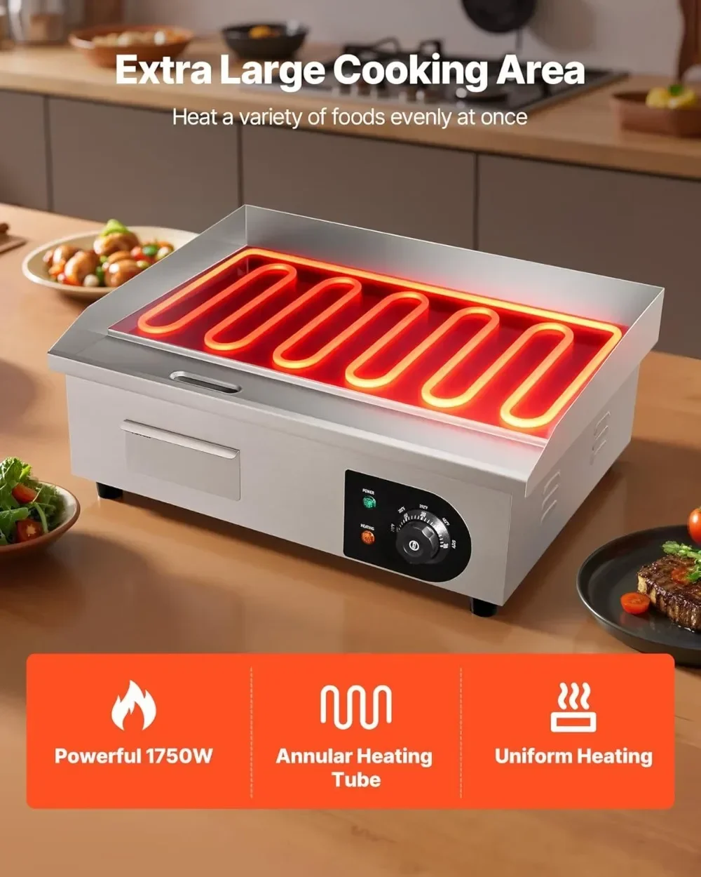 Pemanggang Listrik Komersial L - Electric Griddle Flat Top ulasan dan harga