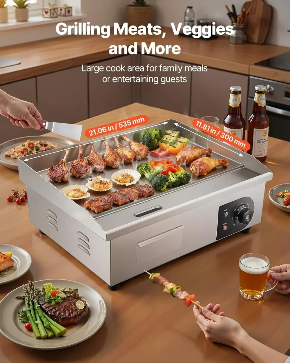 Pemanggang Listrik Komersial L - Electric Griddle Flat Top ulasan dan harga